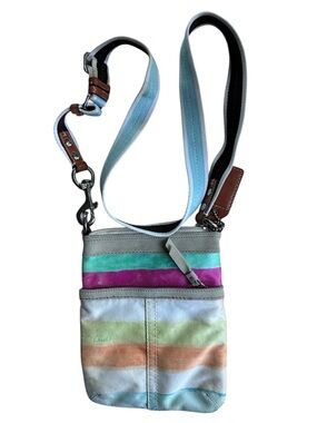 COACH Hampton Multicolor Watercolor Stripe Small Swingpack Crossbody Bag